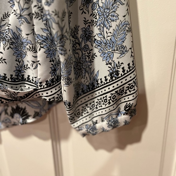 INC Faux Wrap Blue Print Blouse - Picture 4 of 5